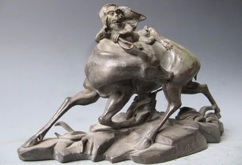 Daina voge perlas S0355 Kinijos klasikinės Grynas Bronzos, Vario Pasisekė beždžionė Žaisti elnias Statula