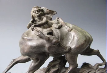 Daina voge perlas S0355 Kinijos klasikinės Grynas Bronzos, Vario Pasisekė beždžionė Žaisti elnias Statula