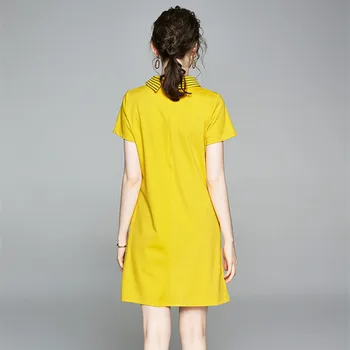 Vasaros Mados Meilės Modelis Duobute Siuvinėjimo Ilgi marškinėliai-Suknelė Moterims Atsitiktinis Dryžuotas Virš Kelio Marškinėliai, Suknelės k6577