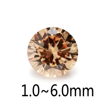 100VNT 1,0 mm~3.5 mm Apvalios Formos Prarasti CZ Stone Šampano Spalvos AAAAA Sintetinių Kubinių zirconia Brangakmenių Papuošalai 