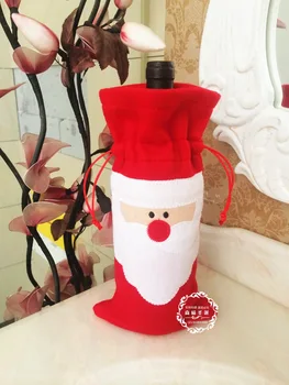 2vnt/Komplektas Santa Claus Drabužių, Skrybėlių Raudonos spalvos Vynas, Minkštas Kalėdų Buteliuko Dangtelį Kalėdų Namų Puošybai Butelis Rinkiniai Apdaila