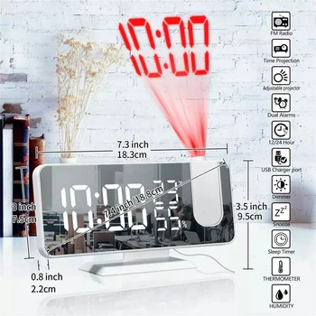 LED Skaitmeninis Laikrodis-Žadintuvas Žiūrėti Lentelėje Elektroninių Darbalaukio Laikrodžius, USB Pabusti FM Radijas Laiko Projektorius Atidėjimo Funkcija FOU99