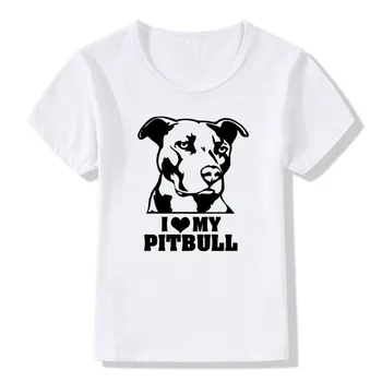 Vaikai Spausdinimo aš Iike Mano Pitbull Šuo Baltos spalvos marškinėliai Vaikams Mergaitėms, Berniukams trumpomis Rankovėmis Atsitiktinis marškinėliai Kūdikiams Balti Stalviršiai, Trišakiai, ooo804
