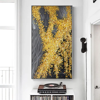 Aukštos Kokybės rankų dažytos Abstrakčiai aukso Medžiai Naftos Tapyba Ant Drobės, Rankų darbo Gražus gėlių Kraštovaizdžio Medžio Naftos Paveikslai