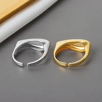 Retro Tailando Sidabro ovalo formos shaple aukso spalvos Kūrybos 925 Sterlingas Sidabro Moterų keičiamo dydžio Atidarymo Žiedai