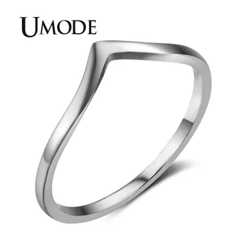 UMODE dalyvavimas moterų papuošalai paprasta banguoti V-formos žiedas vario žiedas anillos plata mados para mujer UR0470