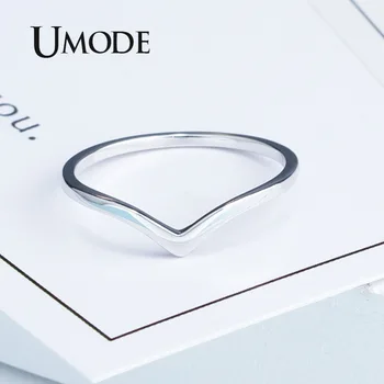 UMODE dalyvavimas moterų papuošalai paprasta banguoti V-formos žiedas vario žiedas anillos plata mados para mujer UR0470
