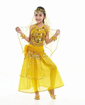 Disfraces de danza vientre niños danza del vientre niñas Bolivudas indio actuación paño conjunto hecho a mano chica Indija ropa