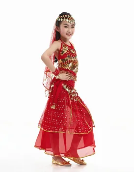 Disfraces de danza vientre niños danza del vientre niñas Bolivudas indio actuación paño conjunto hecho a mano chica Indija ropa
