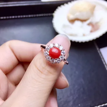 Natūralus raudonasis koralas perlas S925 sidabro žiedas, auskarai, Pakabukas natūralus akmuo Juvelyrikos mados Sun flower girl šalis, dovana, papuošalai