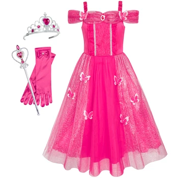 Princesė Belle Grožio ir Žvėrys Priedai Karūna Magic Wand 2020 Metų Vasaros Vestuvių Suknelės, Šaliai, Vaikų Drabužiai Inscenizacija Sundress
