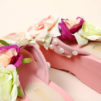 HAHAFLOWER Naujas Moterų Sandalai Mados Gėlių Vasaros Sandalai Pleištai Fifo Platformos Batai Šlepetės šlepetės nemokamas pristatymas