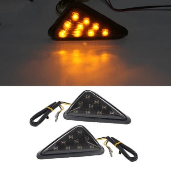 1 Pora Trikampis Flush Motociklo Posūkio signalai avariniai žibintai Lemputė 9 LED Dūmų Objektyvas