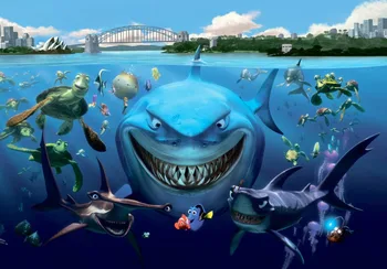 Žuviukas Nemo Bruce Ryklys Vandenynų Milžinas ŠILKO PLAKATAS Dekoratyvinis dažymas 24x36inch