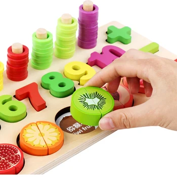 JaheerToy Matematikos Žaislas Skaitmeninis Pažinimo Mediniai Žaislai Vaikams Montessori Mokymo priemones Švietimo Vaisių Pjaustymo Žaidimas Vaikams