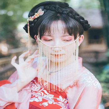 QIANJI 2019 Kinų stiliaus skrybėlės veido uždanga klasikinio grožio Hanfeng vaidmenų ponios ir merginos