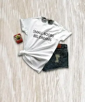 Moterų Juokingi Liemenėlė Marškinėliai, mažų krūtinės didelių svajonių T-Shirt Grafikos Tumblr Drabužių Sassy Atspausdinta Tee Atsitiktinis Vasaros Komplektus Topai Marškinėliai