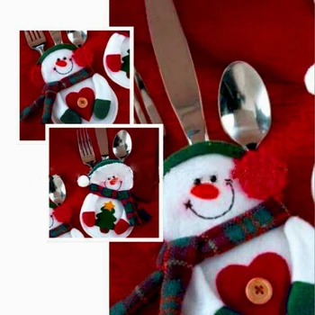 8pcs Virtuvės Peiliai Kostiumas Silveware Turėtojai Porckets Peiliai, Žmonės dovanų Maišelis Sniego Formos Kalėdų Vakarėlį Apdailos Reikmenys