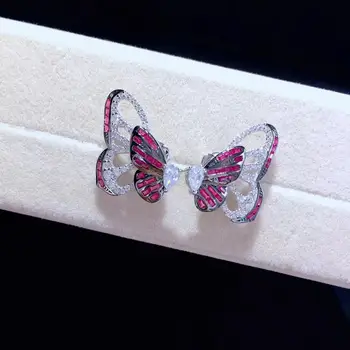 Vabzdžių drugelis stud auskarai dvigubo panaudojimo 925 sterlingas sidabro fine jewelry girl & women nemokamas pristatymas aukštos kokybės