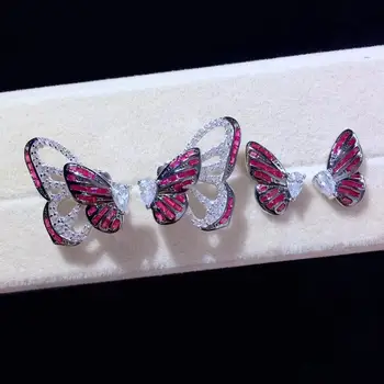 Vabzdžių drugelis stud auskarai dvigubo panaudojimo 925 sterlingas sidabro fine jewelry girl & women nemokamas pristatymas aukštos kokybės