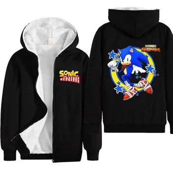 2020 m. rudens žiemos plius aksomo šiltas animacinių filmų Sonic spausdinti modelio striukė striukė berniukui, vaikų drabužiai atsitiktinis Helovinas kostiumas
