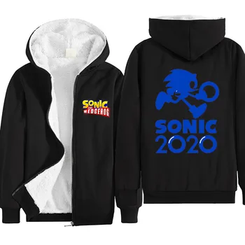 2020 m. rudens žiemos plius aksomo šiltas animacinių filmų Sonic spausdinti modelio striukė striukė berniukui, vaikų drabužiai atsitiktinis Helovinas kostiumas