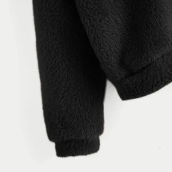 Moterų Ilgas Rankovėmis Fleece series Šiltas Lokys Ausies Formos Fuzzy Hoodie Megztinis Vientisų Tirštėti Žiemą Šiltas Megztiniai su Gobtuvu 202