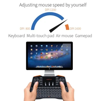 2,4 GHz Belaidė LED Spalvinga Klaviatūra su foniniu Apšvietimu Multi-touch Pad Oro Pelės Gamepad For PC Laptop Tablet