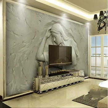 Beibehang 3d stereo paramos gražių moterų 's sofos fono sienos užsakymą didelio masto freskomis aplinkos tapetai