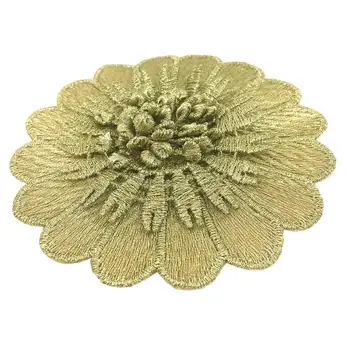 3pc 9cm Siūti Gėlių Pleistras 3D Aukso Lopai Drabužiai, Gėlės Siuvinėtos Aplikacijos Appliques Parches Para Ropa AC1218