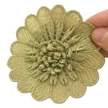 3pc 9cm Siūti Gėlių Pleistras 3D Aukso Lopai Drabužiai, Gėlės Siuvinėtos Aplikacijos Appliques Parches Para Ropa AC1218