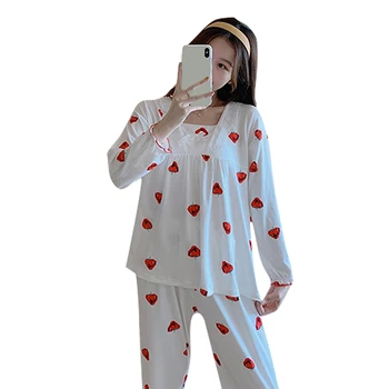 Moterų Sleepwear Miela Pižama ilgomis Rankovėmis 2 dalių Komplektas naktiniai drabužiai tinka Moterų Pižama Pižamos Nustatyti Rudenį Namuose Paslaugų Kostiumą Lady