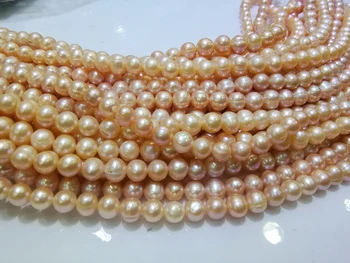 Gėlavandenių perlų, rausvos netoli turas prarasti pobūdžio karoliukų padaryti papuošalai karoliai 14inch FPPJ didmeninės