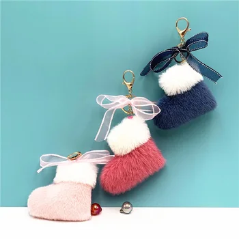Kalėdų batai key chain mielas lankas maišelį pakabukas animacinių filmų pliušinis automobilio raktų pakabukai žiedas dovana priedai Lady pakabukas paketų prižiūrėtojų raktinę 2020 m.