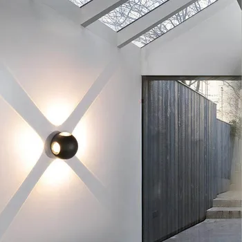 Modernus minimalistinis sienos lempos aliuminio patalpų lauko vandeniui sienos lempos eilėje balkonas šviesos apvalus LED siena lempos, led sienos žiburiai