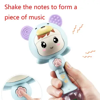 Baby Shaker Teether Smėlio Plaktukas Animacinių filmų Žaislai Kramtyti Šviesos Muzikos Instrumentas, Mielas Barškučių Q6PD