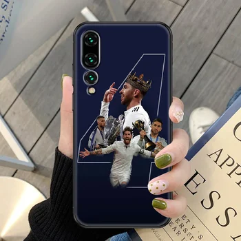 Futbolo Sergio Ramos Telefoną atveju Huawei P Mate P10 P20 30 P40 10 20 Smart Z Pro Lite 2019 juoda meno padengti mados coque