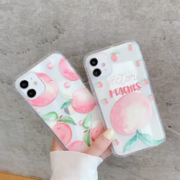 Japonijos Rausvos spalvos, persikų gėrimas, mielos merginos Skaidrus Telefono dėklas Skirtas iPhone 11 Pro XS MAX XR X 7 8 6 Plus SE 2020 Atveju, Silikoninis Dangtelis