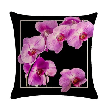 Gėlių Pagalvėlių Apvalkalus Spalvinga Gėlių Mesti Pagalvių Užvalkalus Namų Sofos, Miegamojo Violetinė Phalaenopsis Dekoratyviniai Pagalvių Užvalkalai