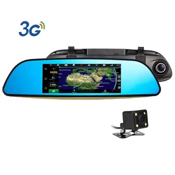 Dual Lens Car DVR Galinio vaizdo Veidrodėlis Palaiko GPS Navi 