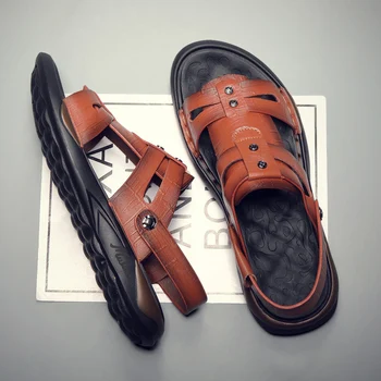 39 želė homme samool couro vasaros kalnų oda sandales vandens slydimo batų didelis sandalhas šlepetės sandles vietnamas cuero