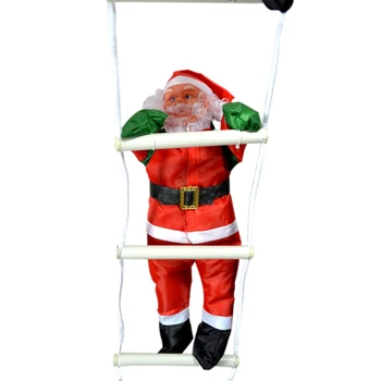 Kalėdų Santa Claus Lipti Laiptais Kabinti Puošybos Festivalis Šalis Tiekia Kabinti Apdaila