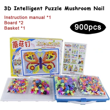 DOLLRYGA 1200pcs 900pcs 600pcs Grybų Nagų Pažangi 3D Puzzle Žaidimas Vaikas Plastiko Flashboard Švietimo Žaislai Vaikams