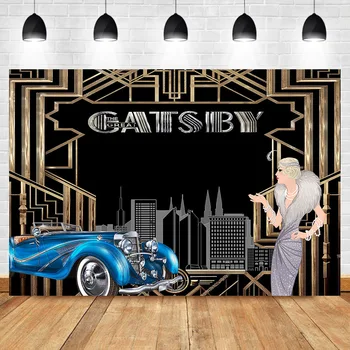 NeoBack Great Gatsby 20s Stiliaus Fonas 1920's Retro Flapper Mergina Fotografijos Fone Derliaus Gatsby Šalies Reklama Backdrops