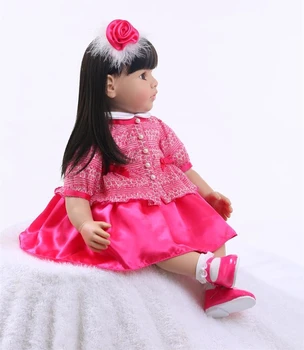 2018 didelis dydis 60cm minkšto Silikono Atgimsta Boneca Mados Kūdikių Lėlės raudona suknelė Princesė Vaikams Dovanų Bebes Reborn Lėles D04
