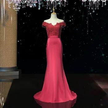 Ilgai Prom Dresses Undinė Satino Rankovių Hot fix kalnų krištolas Vyno Raudona Oficialų Elegantiškas Moteris Vakare Gown Suknelės Chalatas De Soiree