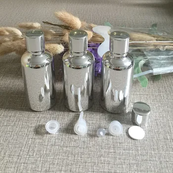 50ml eterinio aliejaus stiklo butelis, sidabro padengtą makiažas saugojimo kelionės konteinerių daugkartiniai kosmetika buteliai, pakavimo, didmeninės