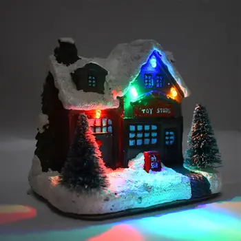 Kalėdų Dervos Namas Su Fairy Light Linksmų Kalėdų Dekoro Namuose Kalėdos Papuošalai 