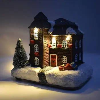 Kalėdų Dervos Namas Su Fairy Light Linksmų Kalėdų Dekoro Namuose Kalėdos Papuošalai 