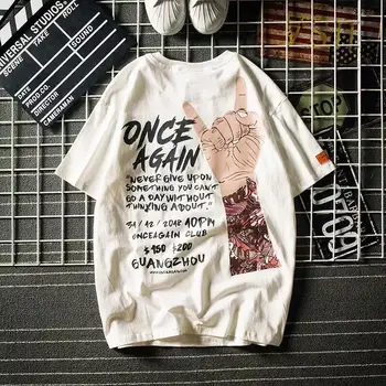 Kietas 2019 Hip-hop pusė rankovės vyrų marškinėliai negabaritinių mens viršūnes Print T Marškinėliai atsitiktinis streetwear Mados medvilnės tees Marškinėliai Vyrams